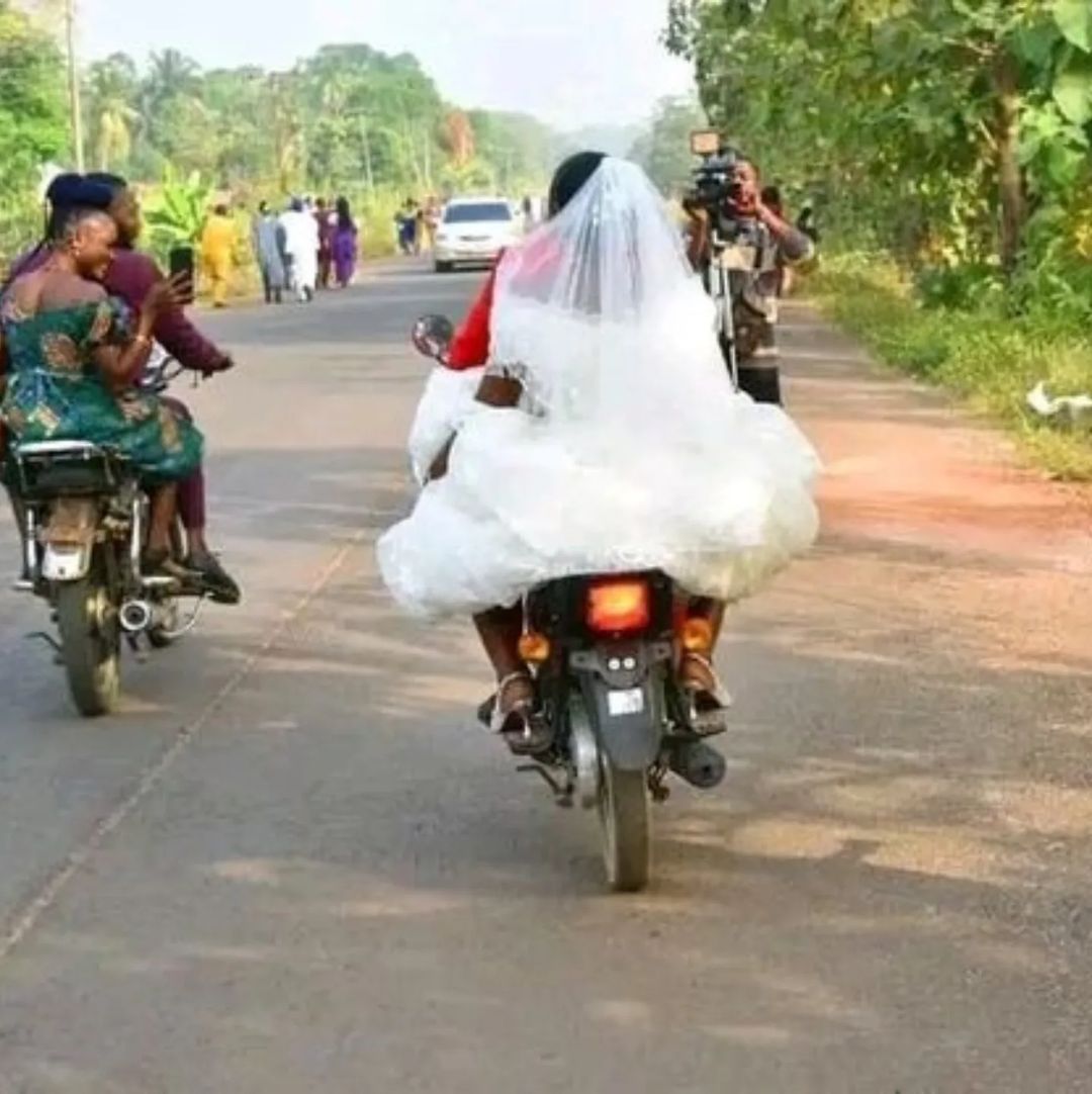 bride groom wedding bike