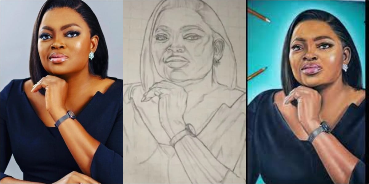 "I hope she likes it" - Talented artist uses 72 hours to draw Funke Akindele