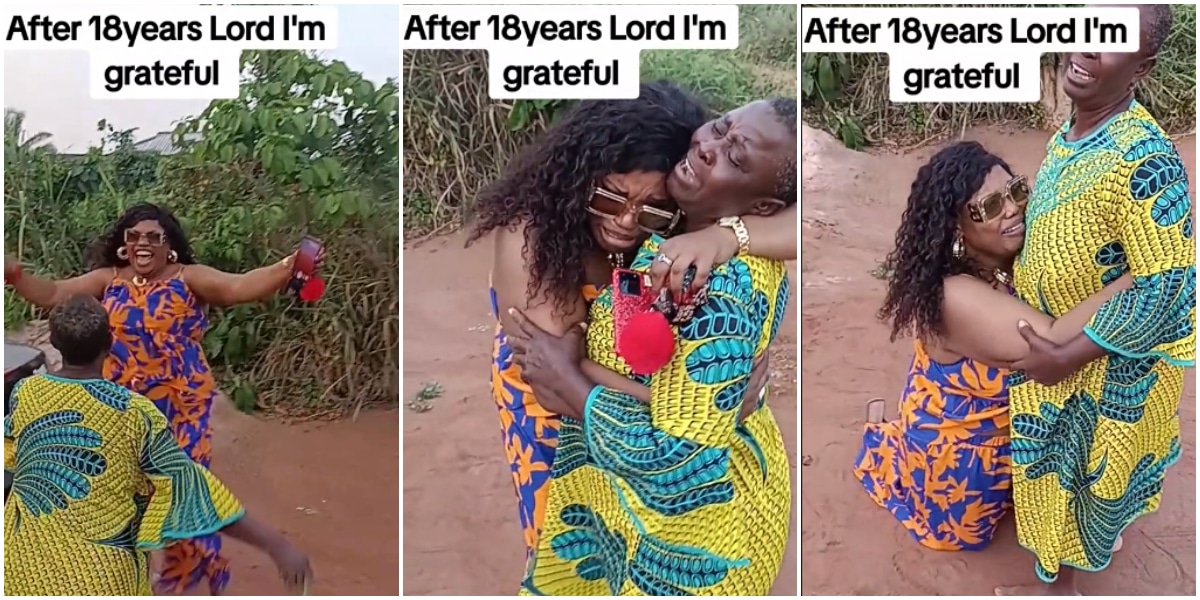 Emotional moment lady reunited with her mother after 18 years of separation