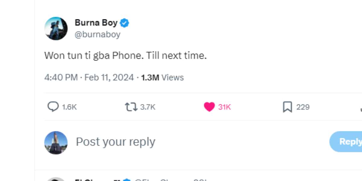 Burna Boy discloses his phone has been ceased following comment about Davido