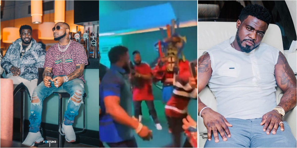 “If na me, this guy go collect” – Reactions trail as Davido’s aid, Lati seen slapping fans for coming close to artist