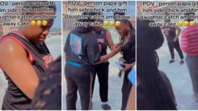 Drama as lady catches her father red-handed surprising his side chick on Valentine's Day at her school