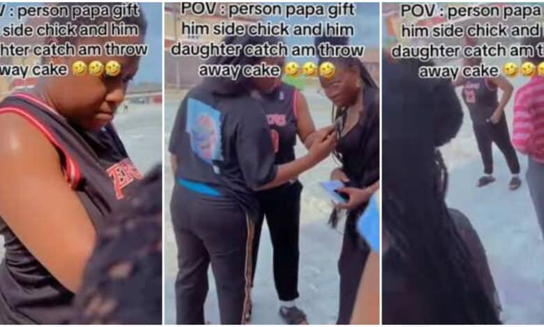 Drama as lady catches her father red-handed surprising his side chick on Valentine's Day at her school