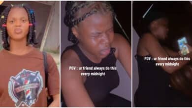 "Is she normal?"- Lady shares video of strange behaviour her friend displays every midnight