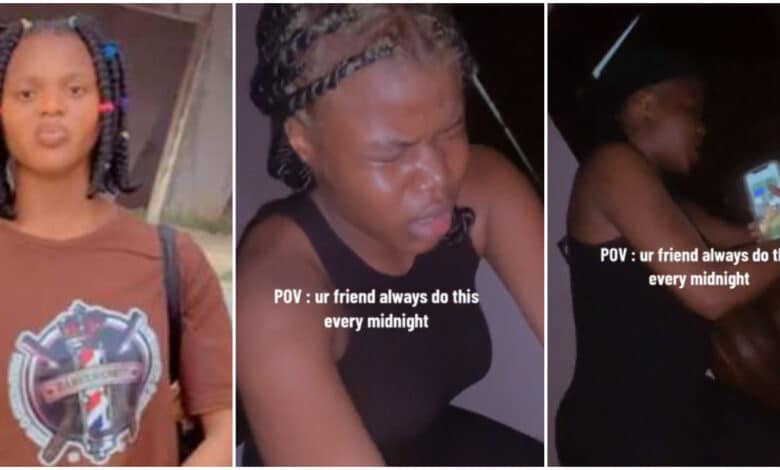 "Is she normal?"- Lady shares video of strange behaviour her friend displays every midnight
