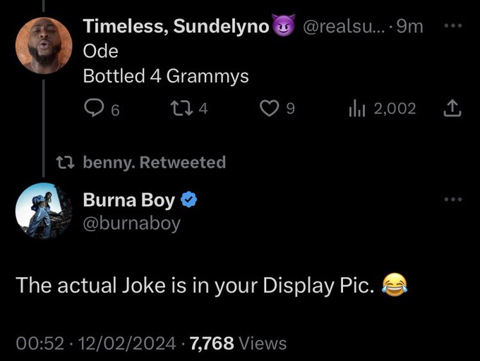 Burna Boy discloses his phone has been ceased following comment about Davido