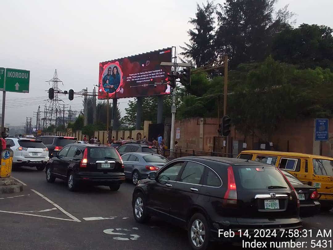 Nigerian lady pays for an entire billboard to wish husband 'Happy Valentines Day"