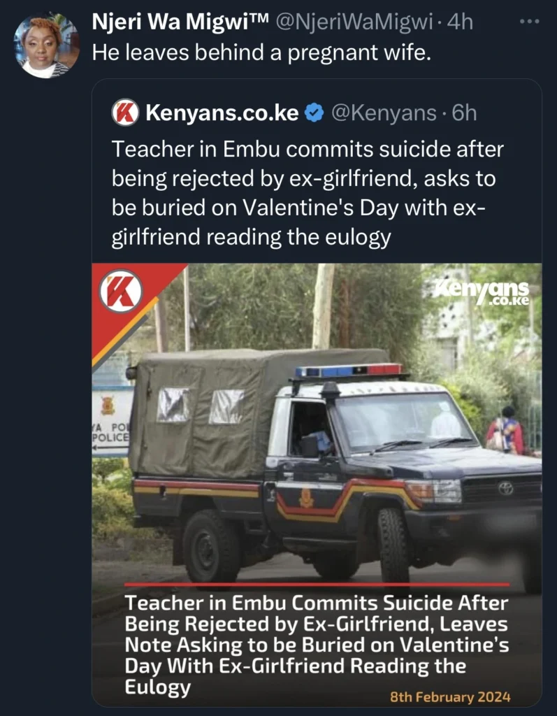 Kenyan married man takes life after getting rejected by ex-girlfriend 