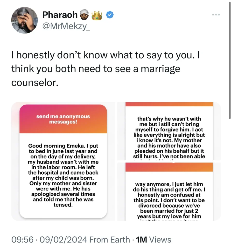 Wife wants divorce over her husband’s absence in the labor room