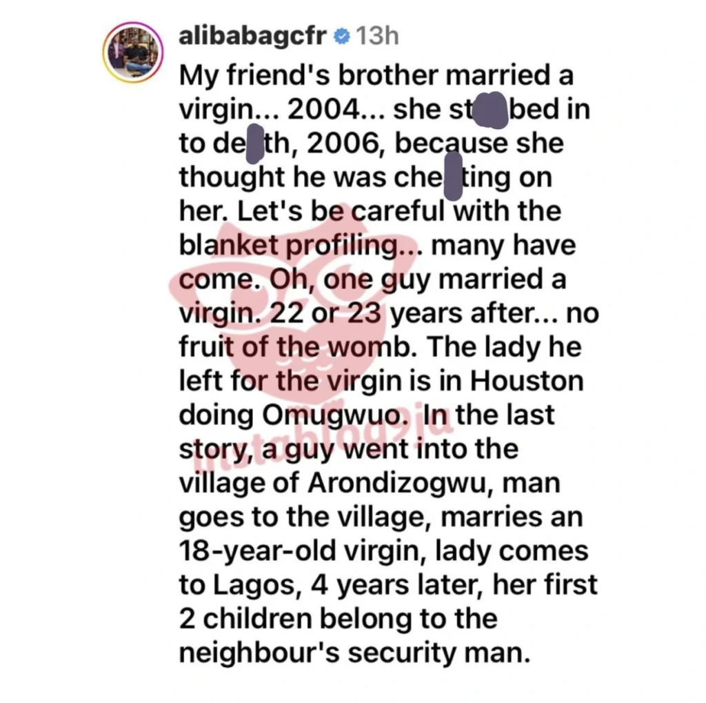 Alibaba floors man who claims marrying a virgin equals to a successful marriage 