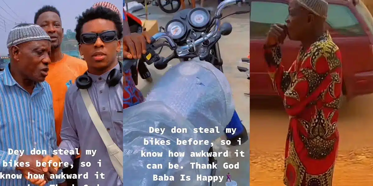 “Dey don steal my bike before, I know how it feels” — Small Doctor gifts elderly man who got his Okada stolen a new bike