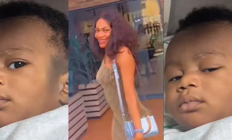 “This one don come this life before” — Young mother shares son’s reaction after leaving him to go slay