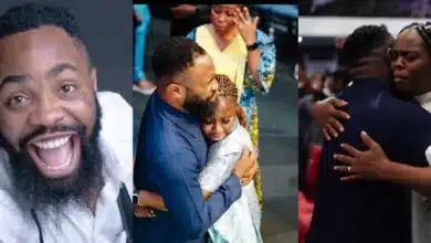 “From comedy pastor to real pastor, dey play” —Netizens drag Woli Arole for hugging women during deliverance session