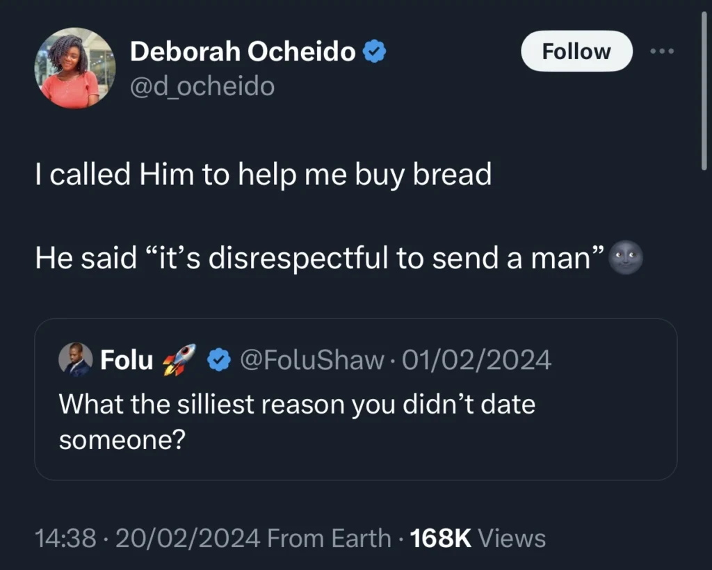 “He refused to help me buy bread” — Lady shares weird reason she didn’t date suitor 