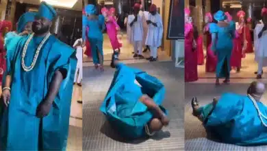 Groom melts heart with his dramatic fainting after seeing his bride for the first time