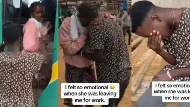 “This must be a jobless man” — Reactions as man cries a river as he escorts his girlfriend off to work