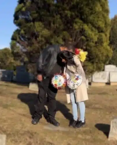 “He cheated on me with her once but I’ve forgiven him” — Lady visits graveyard with boyfriend on his ex-girlfriend’s birthday