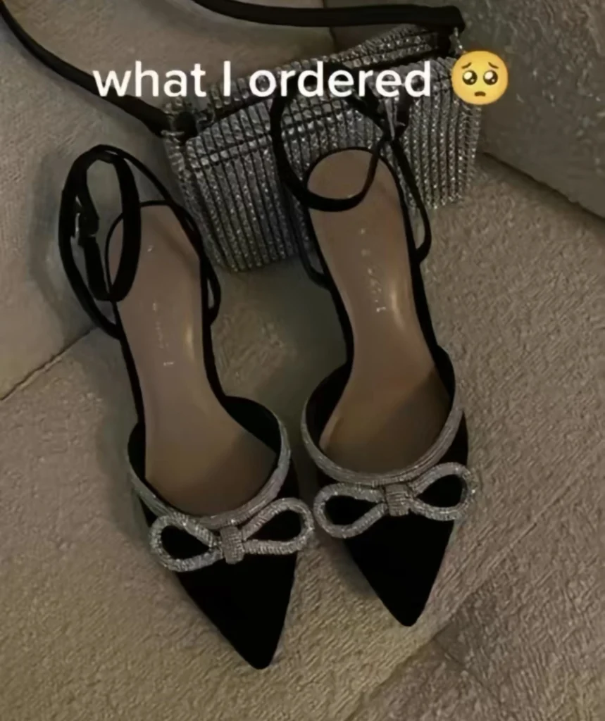 “Just sharpen the tip a little bit” — Netizens advise as lady shows off shoes she ordered vs what she got