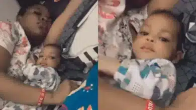 “You wan collect my wife from me” — Man vents as 3 month old son cuddles with his mother