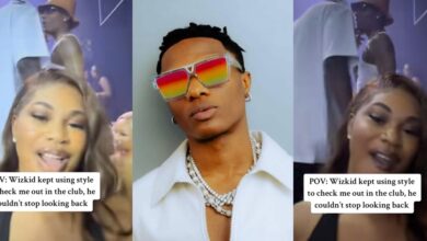 "He couldn't stop looking" - Beautiful lady raises eyebrows, shares video of Wizkid stylishly checking her out in the club