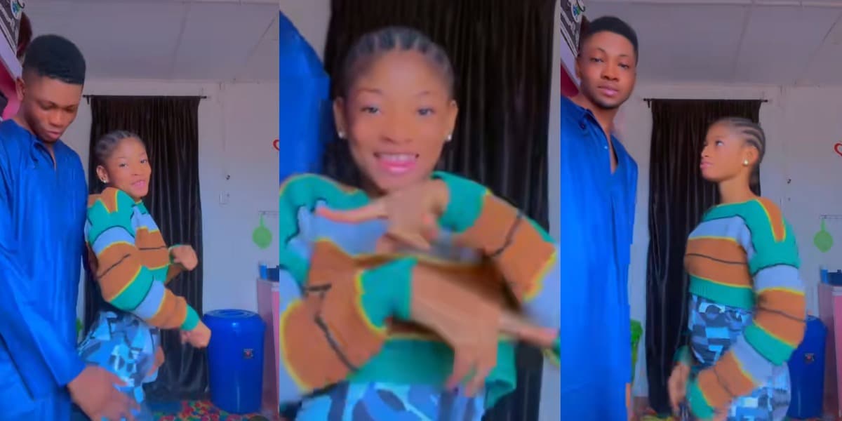 "You go soon get belle" - Knocks as little girl whines waist, rocks boyfriend while dancing seductively in TikTok video