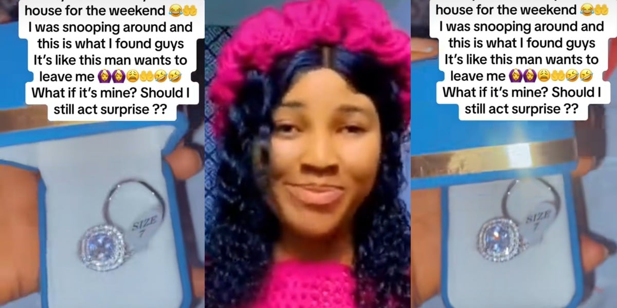 "It’s not my size, what if he wants to leave me?" - Social media buzz as lady finds diamond ring at boyfriend's place