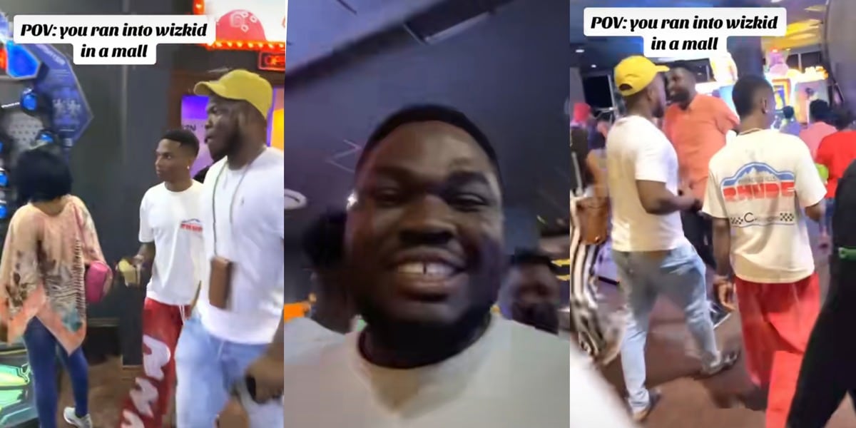 "I just dey shine teeth" - Social media abuzz as Nigerian man shares unexpected encounter with Wizkid in a mall