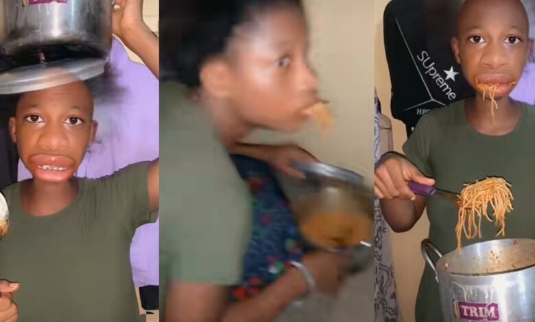 "Caught unfresh" - Social media erupts in laughter as elder sister busts younger sibling in spaghetti theft