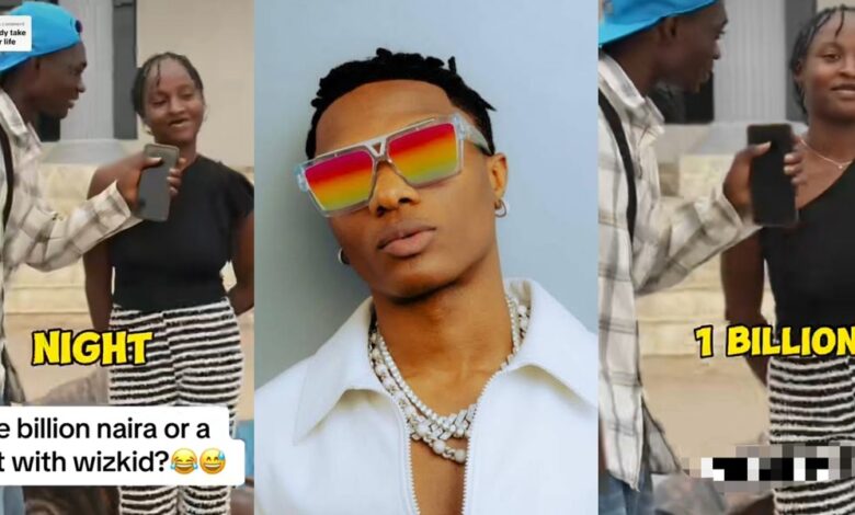 "He's my crush, I just like him" - Knocks as Nigerian lady chooses Wizkid over 1 billion naira