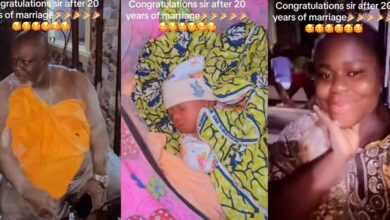 "After 20 years of marriage" - Nigerian family showered with congratulations as couple welcomes first child