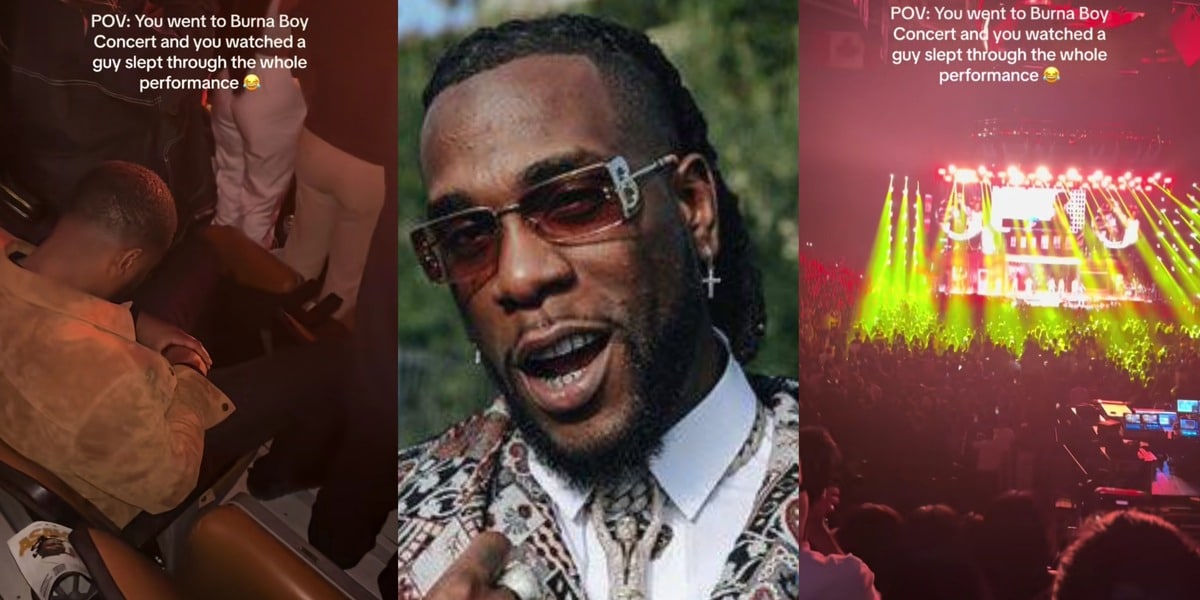 "I’ve been to a Burna concert, it was boring" - Social media erupts as Burna Boy fan dozes off despite pricey ticket