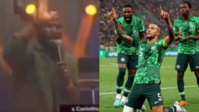 "This winning touch everybody" – Moment pastor goes on a "glory break" after receiving news of Super Eagles' triumph over South Africa