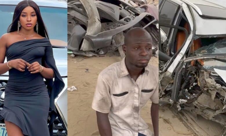 Adegoke Ifeoluwa bemoans state of her car after taking it to a mechanic for repairs