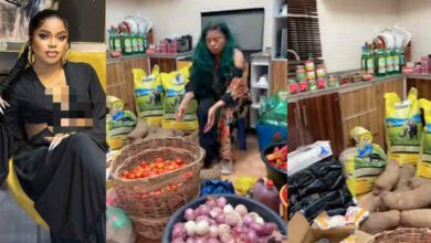 Why I shop every two months – Bobrisky brags as he shows off massive foodstuffs