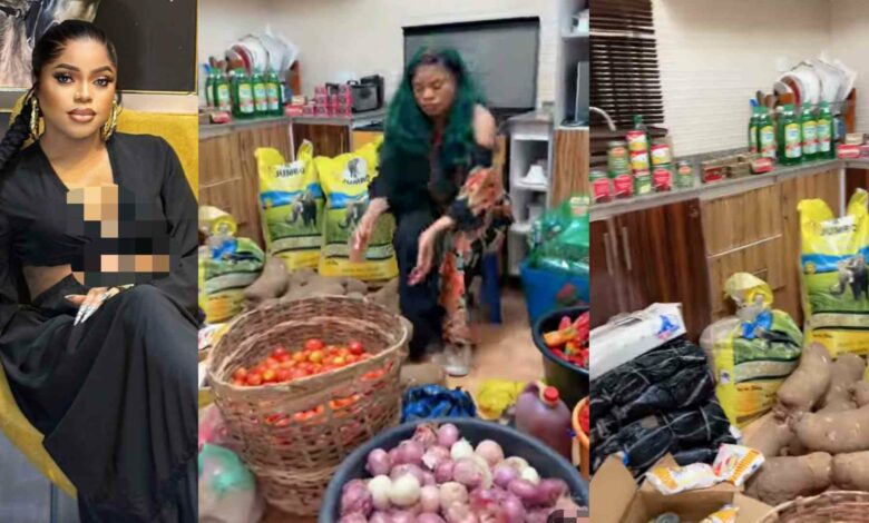 Why I shop every two months – Bobrisky brags as he shows off massive foodstuffs