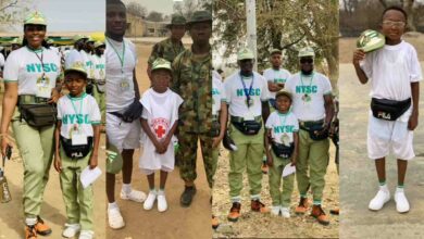 "Where him jungle boots?" – Corper with unique hight celebrates as he commences NYSC