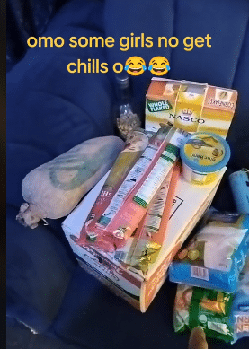 man female friend food stuffs groceries 