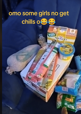 man female friend food stuffs groceries