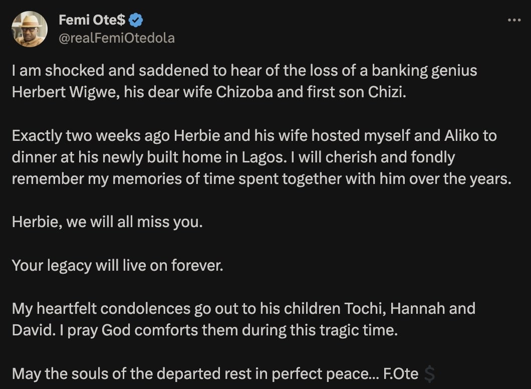 Otedola recounts his last moments with late Access Bank CEO, Herbert