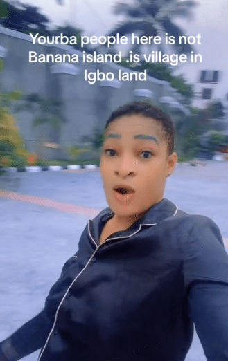 "This is not Banana Island" - Lady stuns many as she shows off multimillion-naira mansion estate in her village