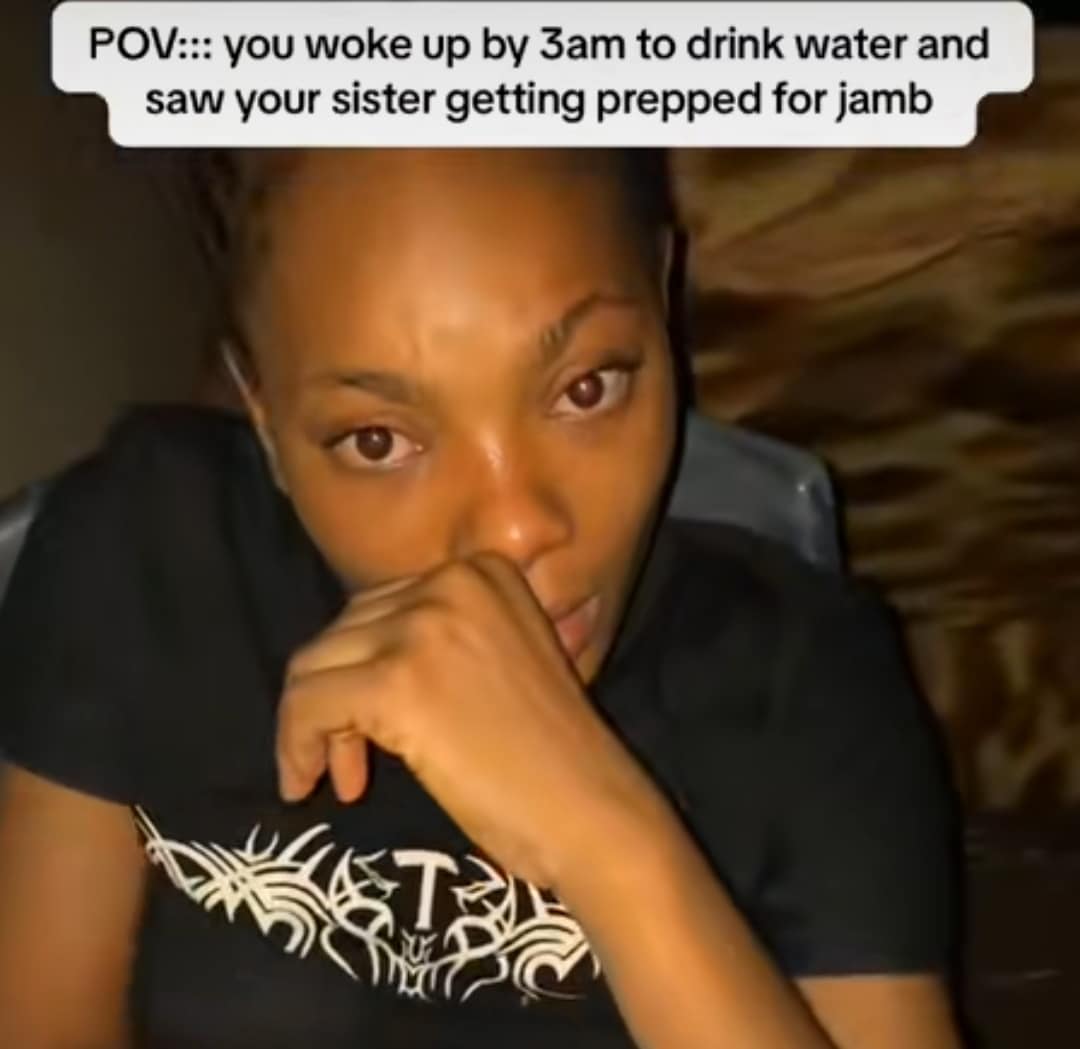 Heartwarming scene as a Nigerian man films his sister reading for JAMB at 3 a.m. while he wakes to drink water