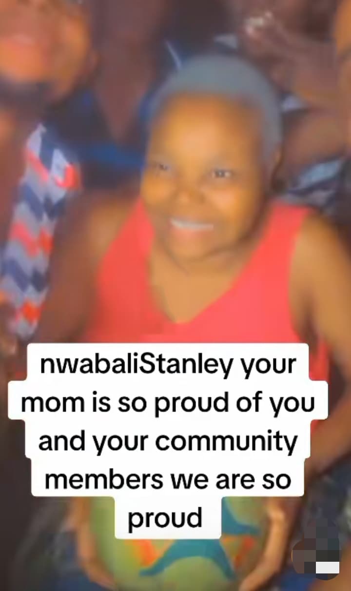 Residents storm Nwabali's mom's house to celebrate her 