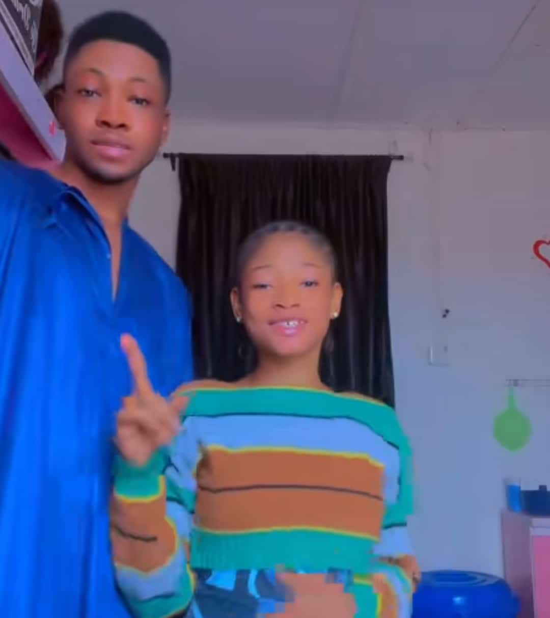 "You go soon get belle" - Knocks as little girl whines waist, rocks boyfriend while dancing seductively in TikTok video