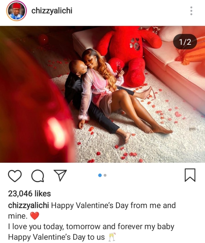Chizzy Alichi and her husband on Valentine's day 