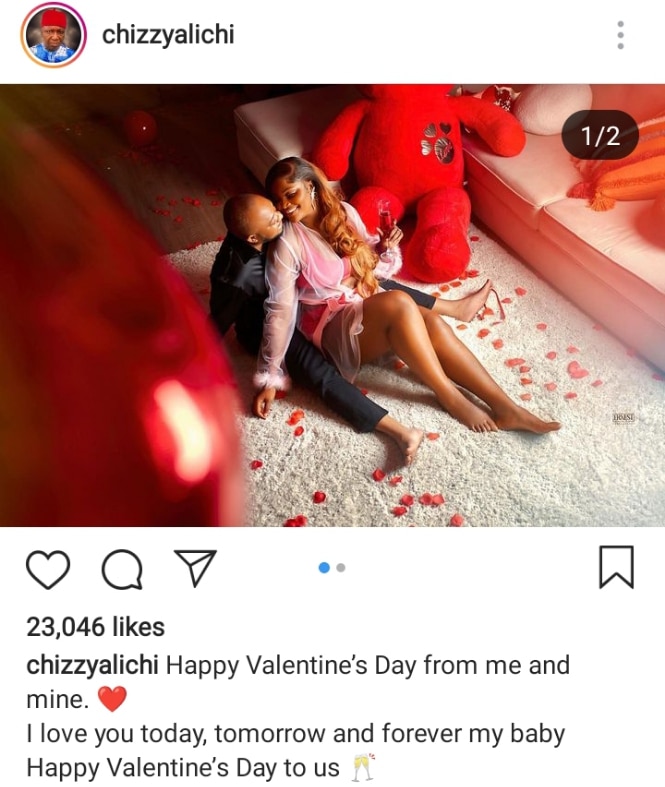 Chizzy Alichi and her husband on Valentine's day