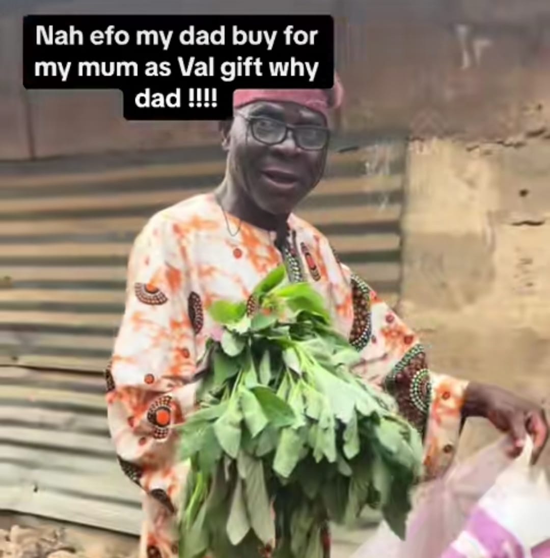 Heartwarming video as Nigerian father surprises wife with vegetables as Valentine's gift
