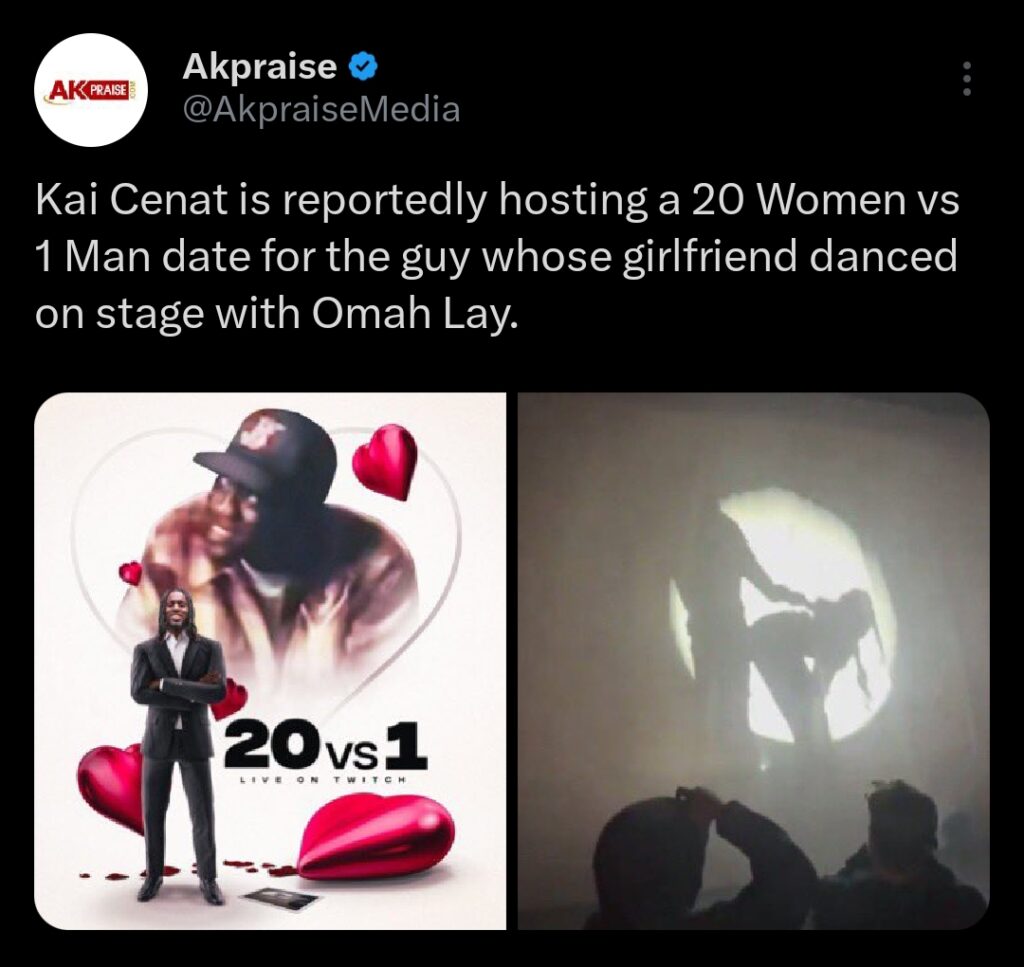 Kai Cenat hosts &lsquo;20 Women vs 1 Man&rsquo; for guy at Omah Lay&rsquo;s show