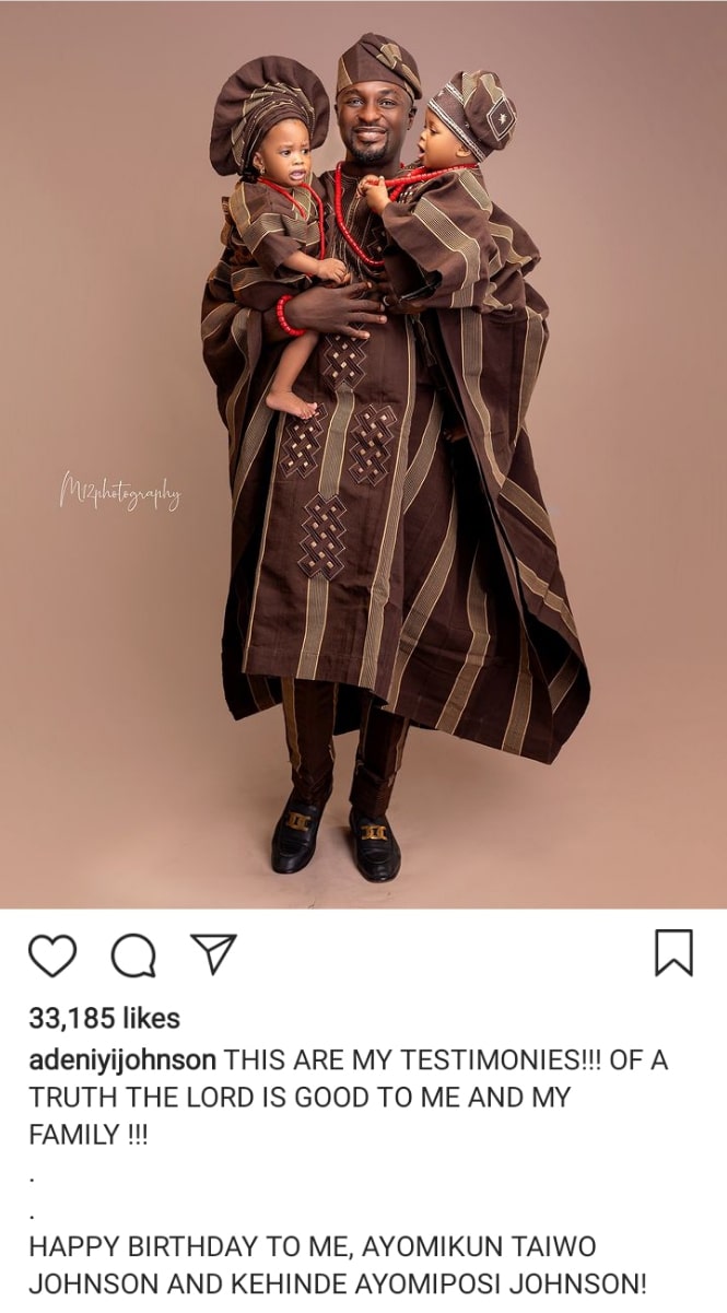 Adeniyi Johnson celebrates birthday with his twins