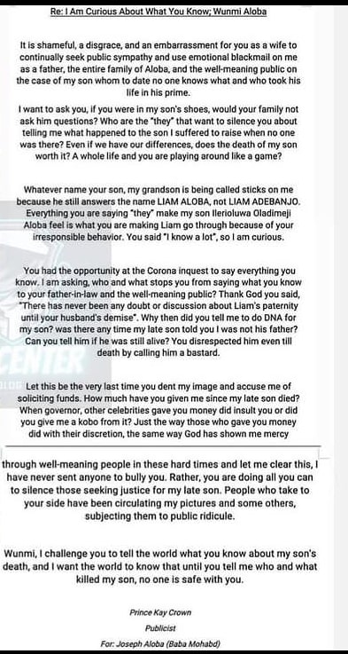 Mohbad's father wife demise