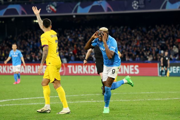 UCL: Osimhen scores late strike to deny Barcelona win in Round of 16 first leg